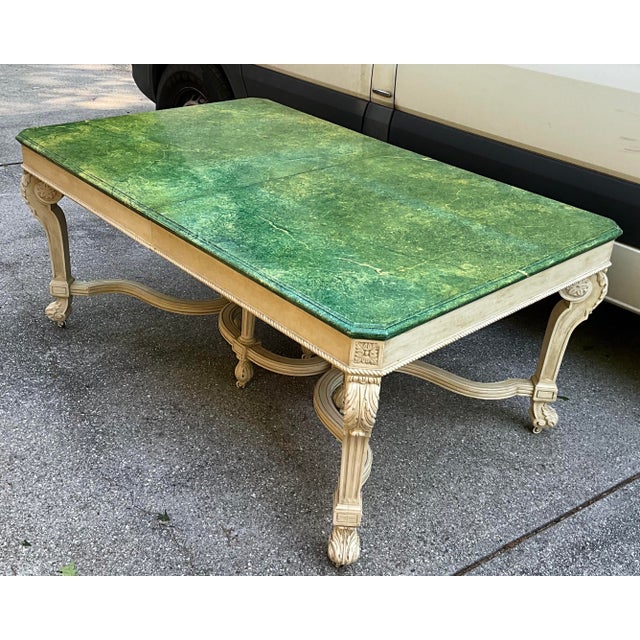 Mid-Century Italian Regency Style Faux Marble Painted Dining Table - 5 Leaves For Sale In Atlanta - Image 6 of 14