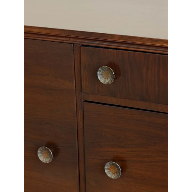 W67 D21.5 H37.25 This Art deco sideboard was fully refinished in house to highlight the beautiful oak grain pattern. With...
