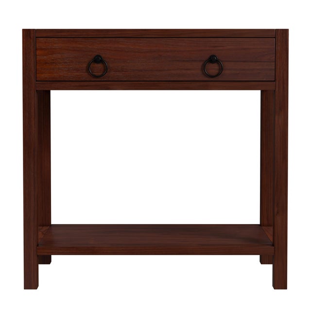 Spritely Home Accent Furniture Lark 30 in W Rectangular Wood 1Drawer Nightstand with Lower Open Shelf, Walnut For Sale - Image 4 of 8