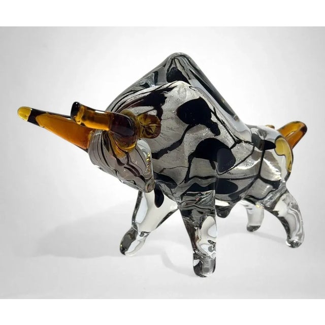 Transparent Murano Glass Bull Sculpture Sommerso Technique For Sale - Image 8 of 18