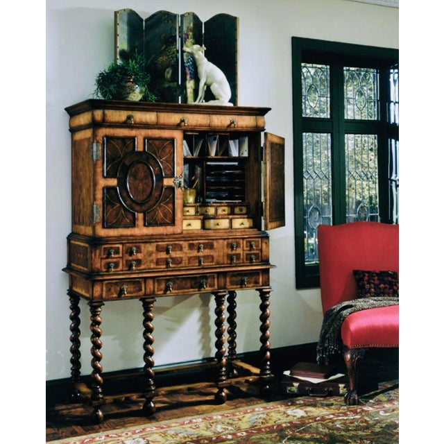 English Jonathan Charles Secretary Windsor Collection William and Mary Walnut Cabinet on Stand With Oyster Veneers 20th C For Sale - Image 3 of 14