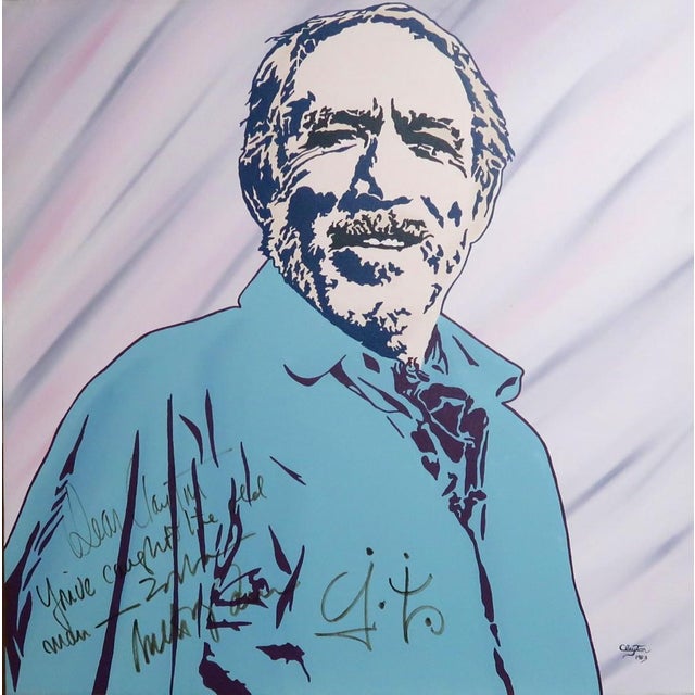 Anthony Quinn "Anthony Quinn - Zorba" Portrait by Clayton LeFevre (American 1921-2012) -"The Artist of the Stars!" Huge 3 Feet by 3 Feet From His Coveted "100 Club" For Sale - Image 4 of 12