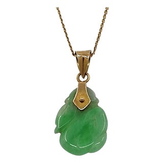 Carved Jade Pendant Necklace For Sale