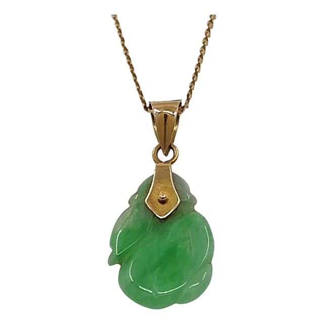 Carved Jade Pendant Necklace For Sale
