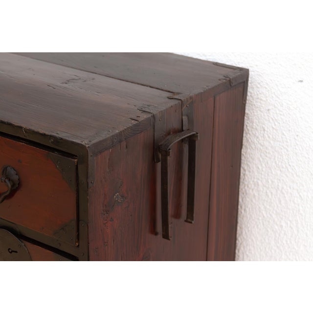 Antique Japanese Metal-Bound Tansu Dresser For Sale - Image 4 of 9