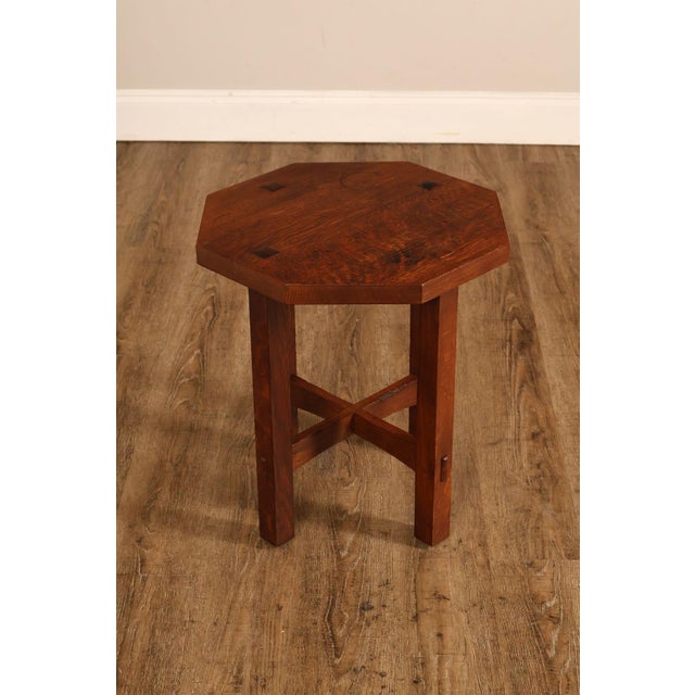 Stickley Mission Collection Oak Octagonal Tabouret Table For Sale - Image 16 of 18
