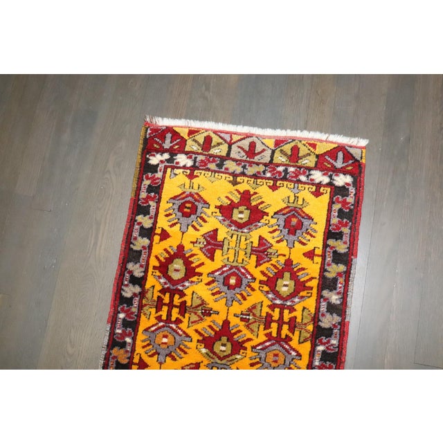 Turkish Antique Turkish Yellow Anatolian Yastik Rug no. j4819 For Sale - Image 3 of 5