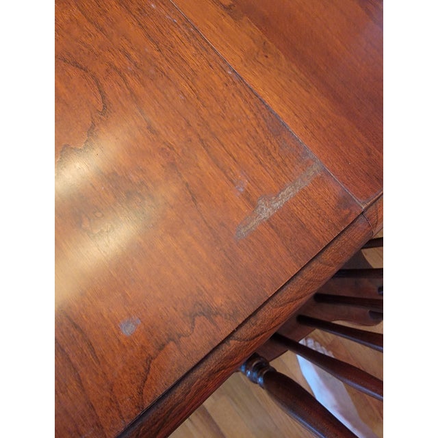 1971 Pennsylvania House Solid Cherry Dining Table & 6 Windsor Chairs (Van Sciver Retailer) For Sale - Image 17 of 18