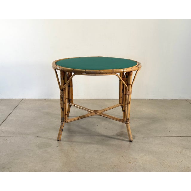 Green Bamboo Game Table, 1970s For Sale - Image 8 of 9
