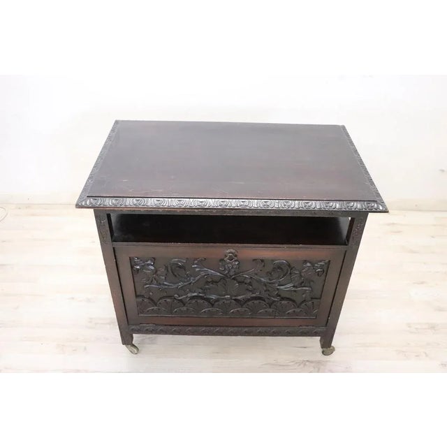 Bar Cart on Wheels in Beech Wood, Early 20th Century For Sale - Image 6 of 12