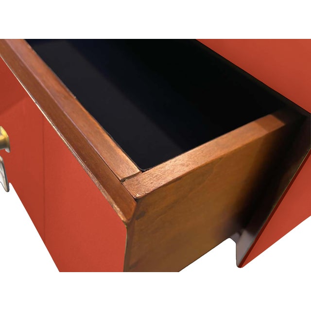 Console Table with Orange Mirror Murano Glass and Brass Finish from Justfurnituress SRL For Sale - Image 4 of 6