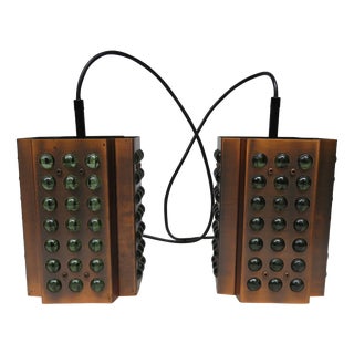 Ceiling Lights in Green Cropped Glass Balls, Set of 2 For Sale