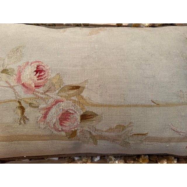 Mid 19th Century 19th Century Aubusson Floral Tapestry Pillow For Sale - Image 5 of 5