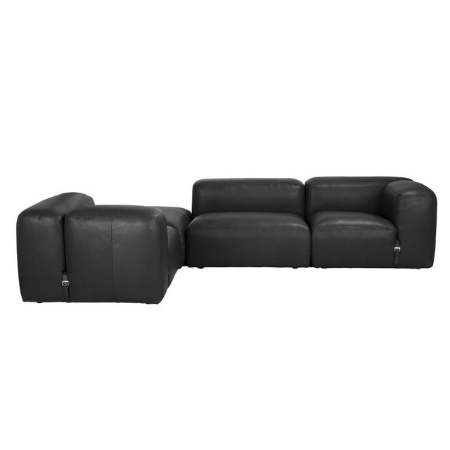 Animal Skin NOIR Augustus Modular Sofa, Middle, Santosa Matte Black Leather For Sale - Image 7 of 8