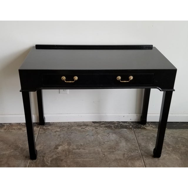 Vintage Black Lacquer Writing Desk With Original Brass Hardware Chairish
