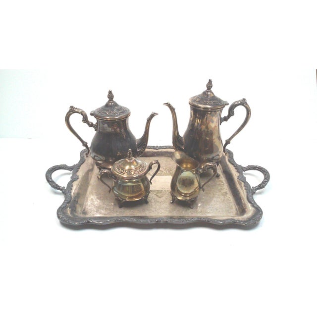 Rogers Silverplate Coffee and Tea Service & Tray - 5 Pieces For Sale - Image 11 of 11