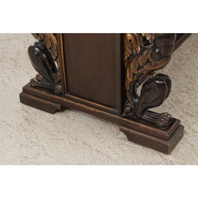Brown Antique French Neo Renaissance Carved Library Table For Sale - Image 8 of 17