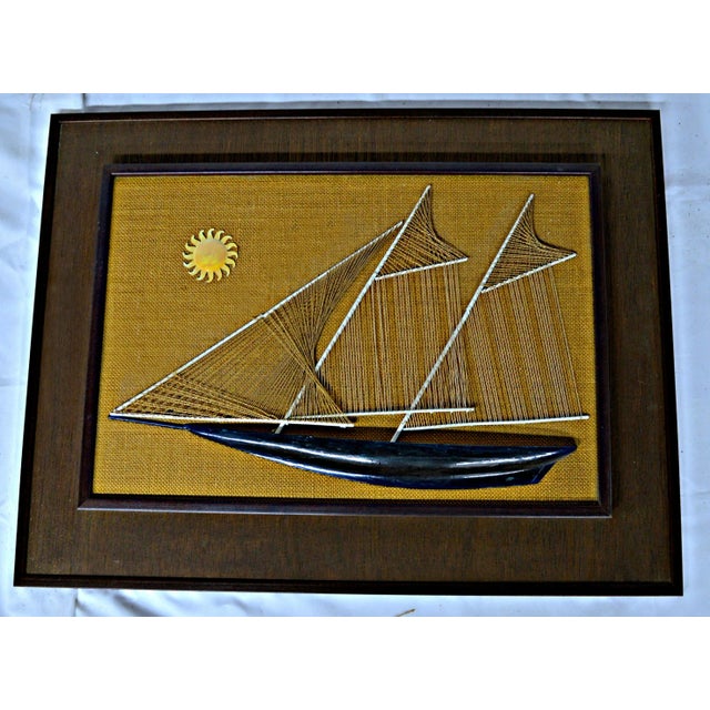 Wood Sailboat String & Nail Ship Hanging Art For Sale - Image 7 of 7