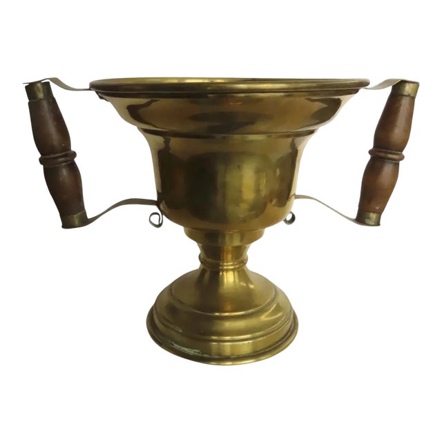 19th Century Hot Coal Carrier Urn Handled Brass Planter Jardiniere For Sale