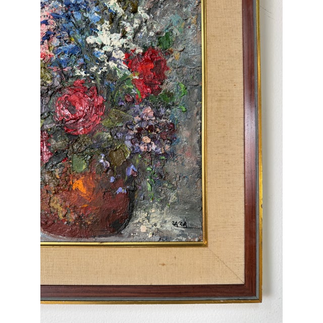 Brown Zaza Meuli (Italian–American, B. 1892) Heavy Oil Impasto Still Life Painting For Sale - Image 8 of 11