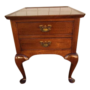 Biggs Furniture Two-Drawer Queen Anne Mahogany Side Table Nightstand
