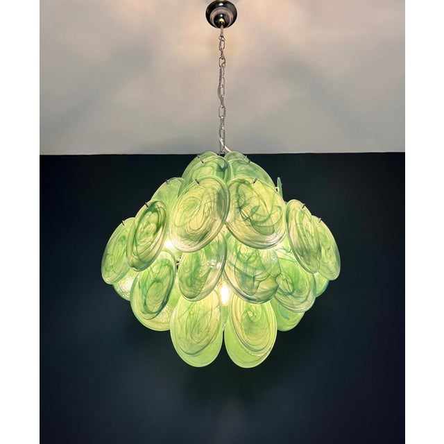 Vintage Italian Green Murano Glass Discs Chandelier, 1990s For Sale - Image 15 of 18