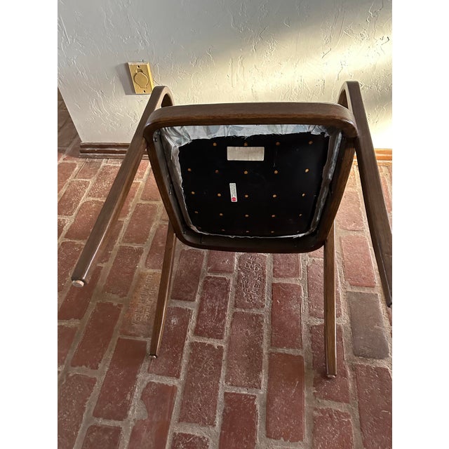 Vintage Knoll Side Chair by Don Pettit Upholstered Bentwood Frame 1970s Restored For Sale - Image 9 of 12