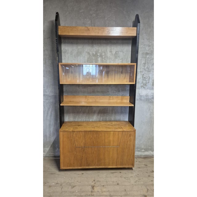 Vintage Czechoslovak Modular Wall Unit with Veneer Cabinets and Black Wooden Supports, 1970s For Sale - Image 11 of 13