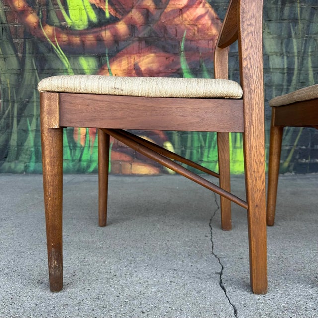 Mid 20th Century Pair of American of Martinsville Mid Century Walnut Cane Back Dining Chairs For Sale In Cleveland - Image 6 of 12