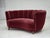 Danish 2-Seater Banana Sofa in Red Velour and Oak, 1970s For Sale - Image 12 of 18