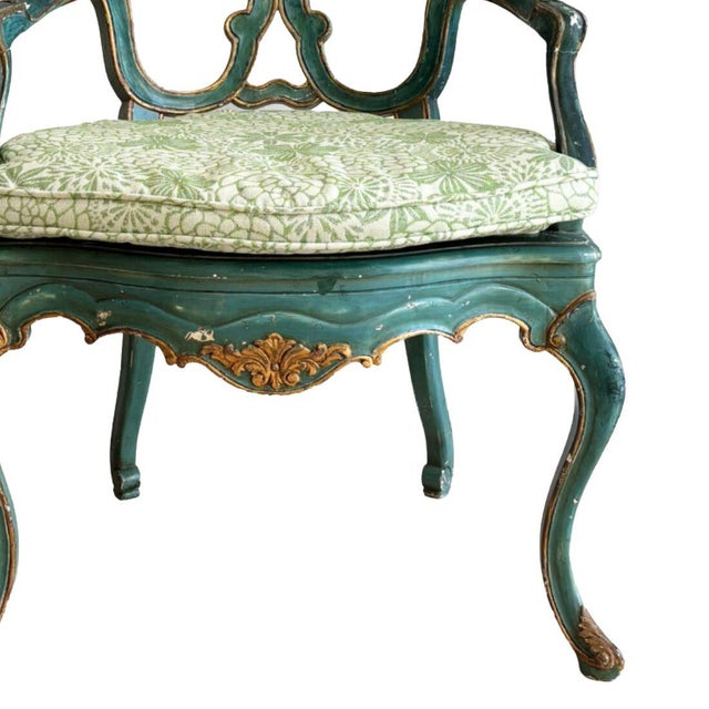 Traditional Regency Style Vintage Fauteuil Chair With Cushion For Sale - Image 3 of 4