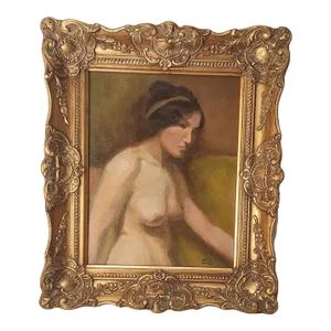 Mid 20th Century Nude Portrait Oil Painting on Canvas