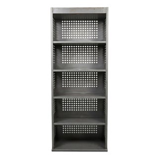 Vintage Perforated Metal Bookcase 1970's For Sale