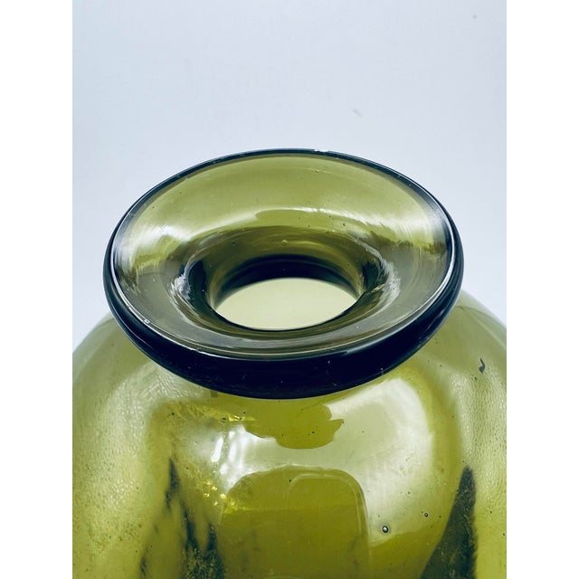 1960s Mid Century Modern Scandinavian Green Glass Bottle Bottle or Decanter For Sale In Chicago - Image 6 of 9