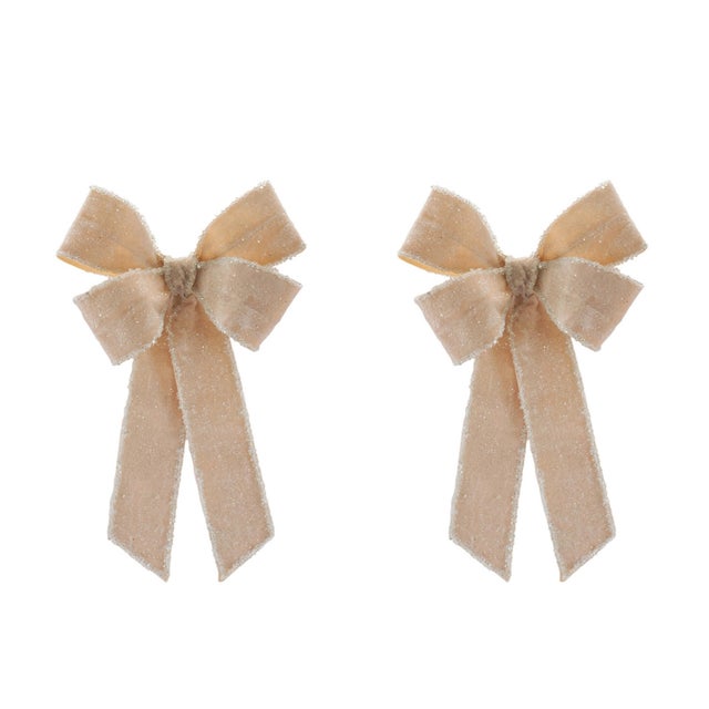 Kenneth Ludwig Chicago Glittered Velvet Bow Ornament (Set of 2) For Sale - Image 4 of 4