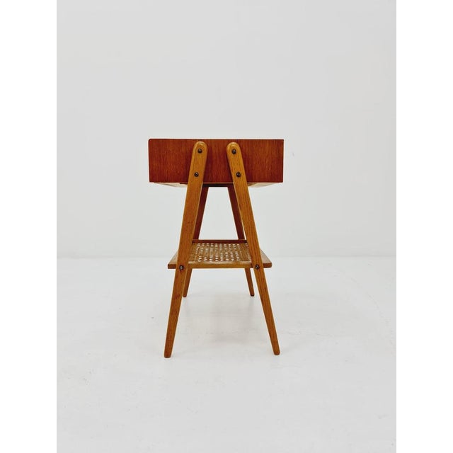 Midcentury Danish Nightstand in Rattan and Teak For Sale - Image 6 of 10