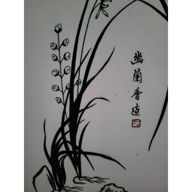 Vintage Framed Japanese Tile Art Hand Painted and Signed - Set of 2 For Sale In San Francisco - Image 6 of 10