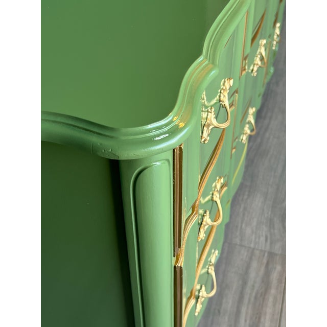 Green Late 20th Century French Provincial Green Lacquered Dresser of Nine Drawers For Sale - Image 8 of 14