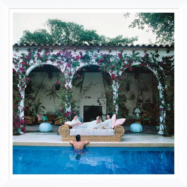 Slim Aarons Slim Aarons, "Sofa by the Pool," January 1, 1984 Getty Images Gallery Framed Art Print For Sale - Image 4 of 5