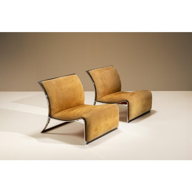 Nubuck Leather Lounge Chairs by Vittorio Introini for Saporiti, Italy, 1960, Set of 2 For Sale - Image 6 of 15