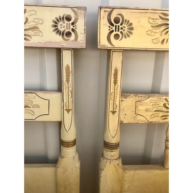 Mid 20th Century Hitchcock Stenciled and Painted Shell Motif Twin Headboards-A Pair For Sale - Image 5 of 11