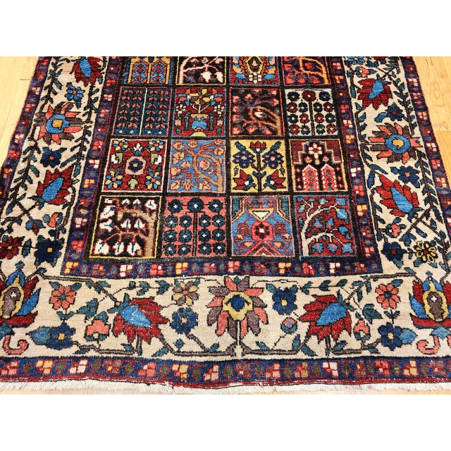 Vintage Persian Bakhtiari Rug, Hand-Knotted Wool, Allover Garden Panel Pattern, Pale Yellow & Red,5x7 For Sale - Image 11 of 16
