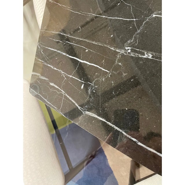 Round Glass Dining Table With Black Marble Pedestal Base For Sale - Image 12 of 12