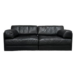 DS-76 Modular Sofa in Black Leather from de Sede, Switzerland, 1970s, Set of 2 For Sale