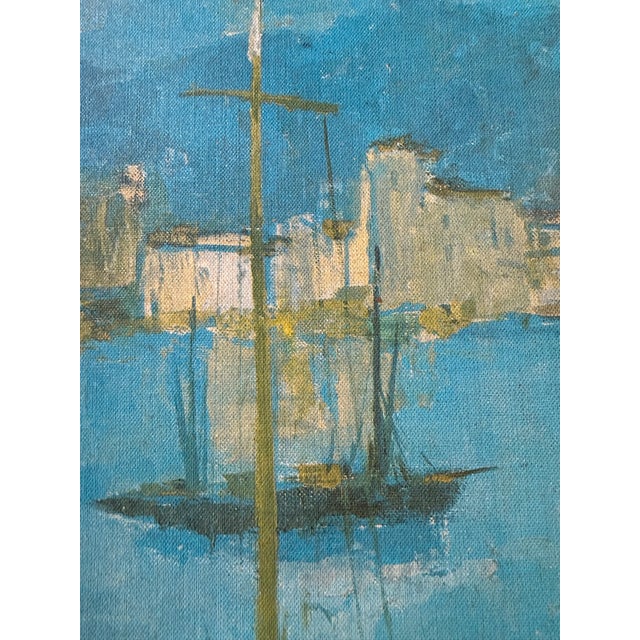 French Mid-Century 1960’s French Impressionist Harbor Scene With Boats by Pierre Bordenave (French, 1900-1970), Oil on Canvas, Signed Lower Right For Sale - Image 3 of 12