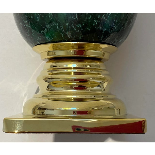Brass Green Porcelain Egg Brass Stand For Sale - Image 8 of 13