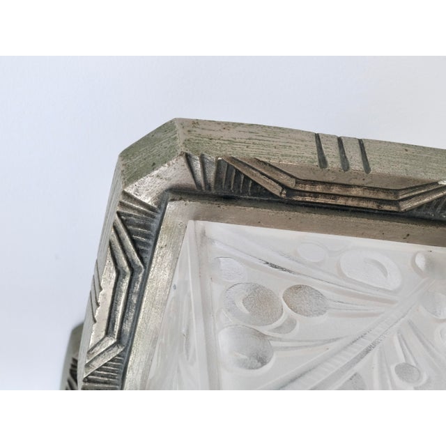 Metal Ceiling Lamp with Cubist Glass Shades, 1930s For Sale - Image 7 of 8