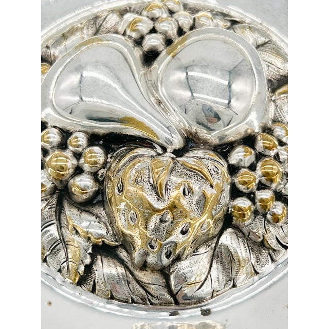 Metal Vintage Trompe l'Oeil Portuguese Silverplate Fruit Motif Bowl – Hollywood Regency / European Traditional For Sale - Image 7 of 11