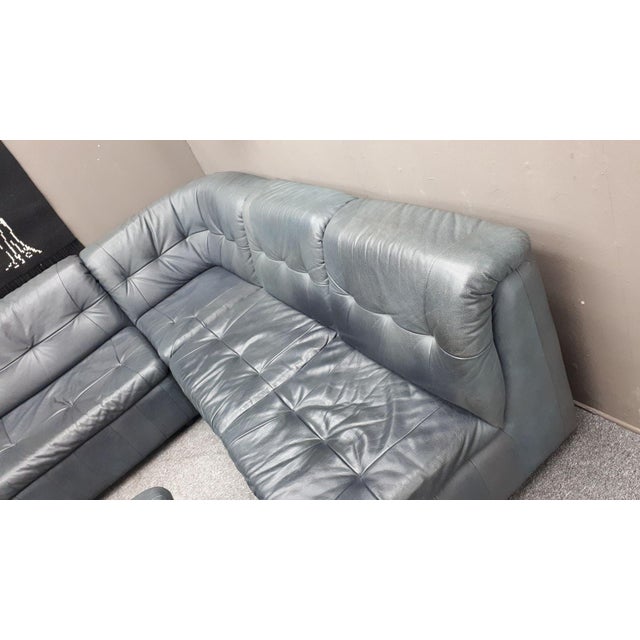 Modular Buffalo Leather Seating Group attributed to Laauser, 1980s Set of 5 For Sale - Image 4 of 15
