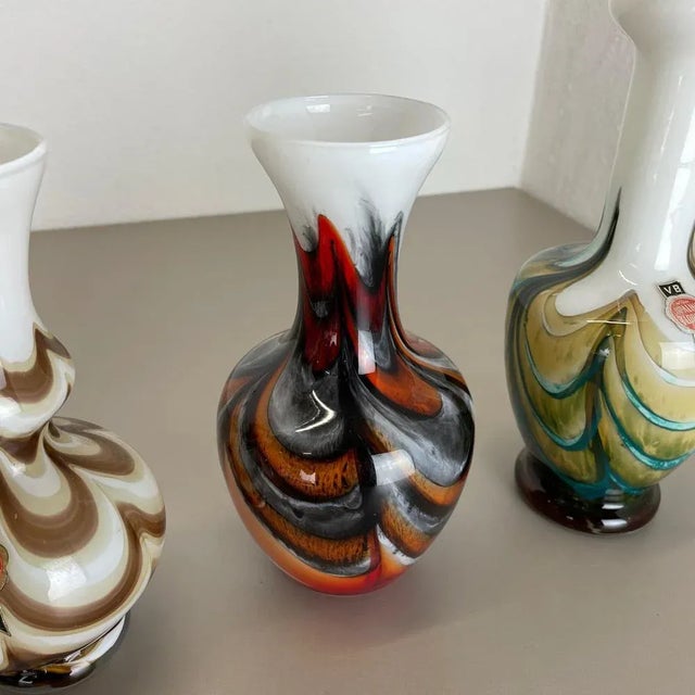 Vintage Italian Pop Art Multicolor Opaline Florence Vases, 1970s, Set of 4 For Sale - Image 11 of 18